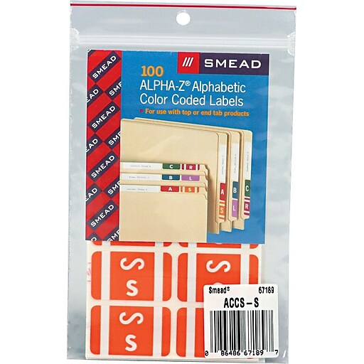 Shop Staples for Color Coded Label, "S", Orange, 100