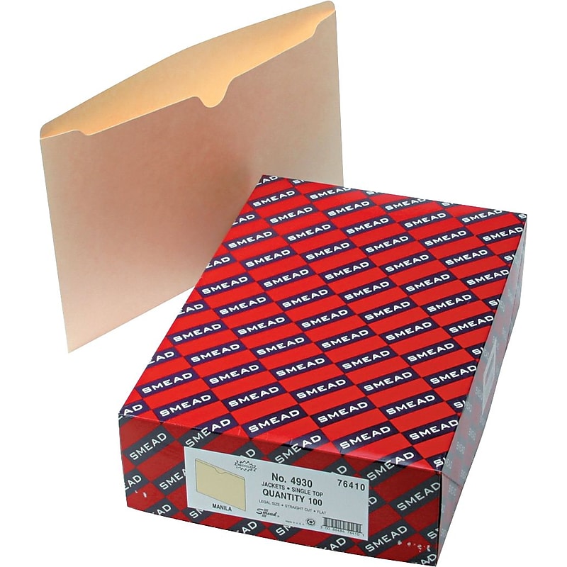 Smead 10% Recycled File Jacket, Legal Size, Manila, 100/Box (SMD76410) image 1