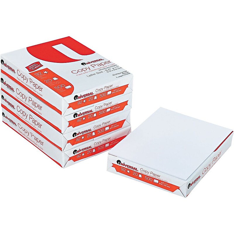Universal 8.5" x 11" Laser Paper, 92 Brightness, 5/Carton (UNV11289) image 1