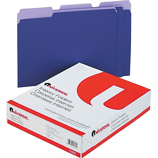 Universal File Folder, Letter Size, Violet, 100/Box (UNV12305) at Staples