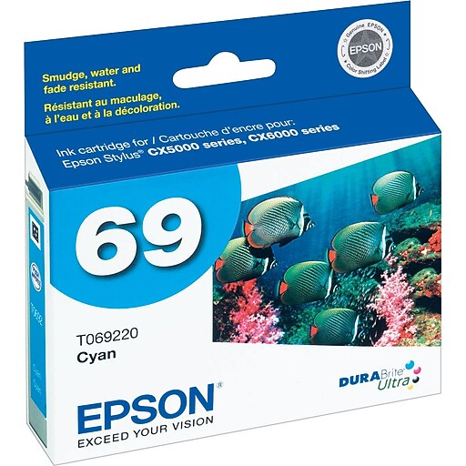 Epson 69 Cyan Ink Cartridge (T069220) Staples