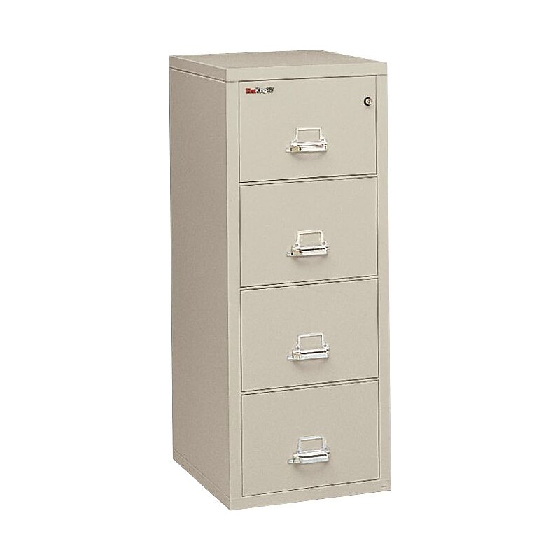FireKing 2 Hour Rated 4-Drawer Vertical File Cabinet, Locking, Legal, Parchment, 32.06" (4-2157-2PA) image 1