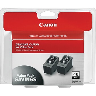 Canon 40 Black Standard Yield Ink Cartridge, 2/Pack (0615B013)