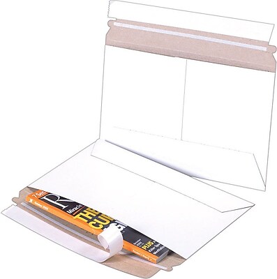 Supplyhut 100-Pack Rigid Stay Flat Cardboard Envelopes – 9x11.5, Self-Seal, White, Made In Mexico