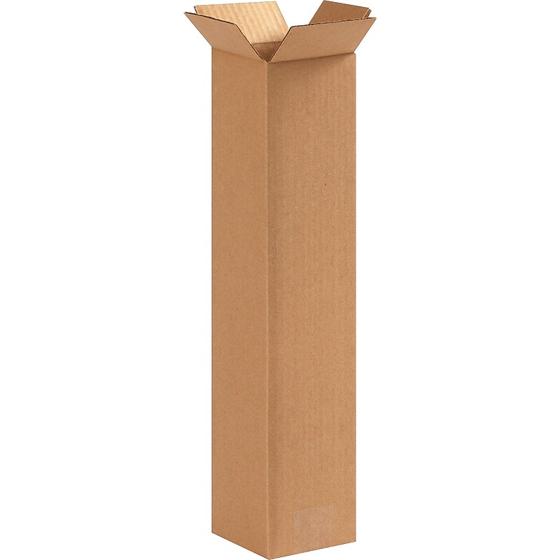 4" x 4" x 18" Shipping Boxes, 32 ECT, Brown, 25/Bundle (4418) image 1