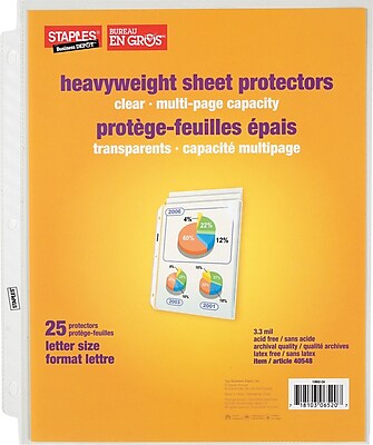 StaplesÂ® Clear Multi-Page Capacity Sheet Protectors, 25-Pack