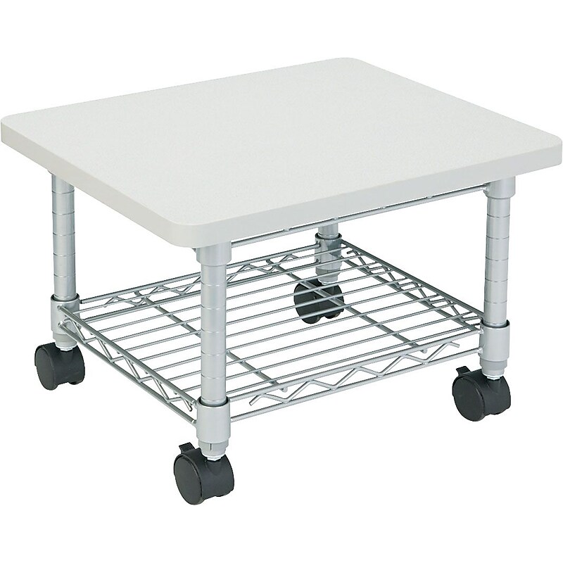 Safco Under-Desk Metal Mobile Printer Stand with Lockable Wheels, Gray Powder Coat (5206GR) image 1