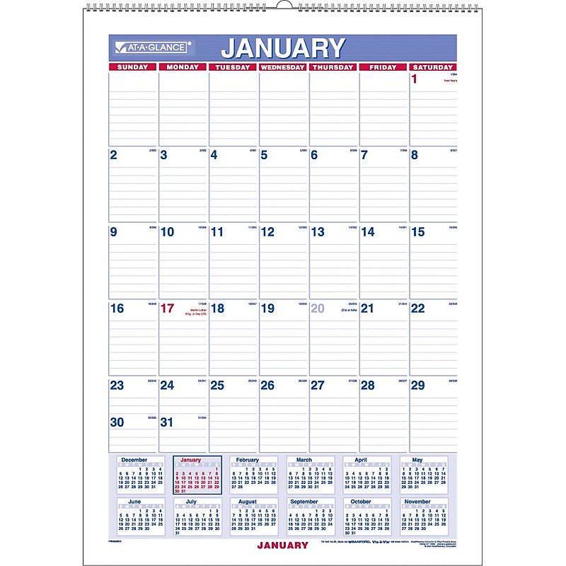2011 AT-A-GLANCE® Laminated Monthly Wall Calendar, 12" x 17" image 1