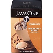 Java One® Single Cup Breakfast Blend Ground Coffee Pods, Regular, .3 oz., Pack of 14 (JTC30106)