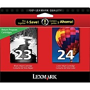 Lexmark 23/24 Black/Tri-Color Standard Yield Ink Cartridge, 2/Pack (18C1571)