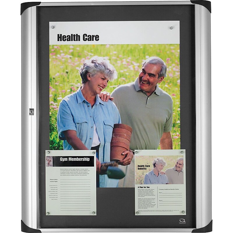 Quartet® Euro™ 2' x 3' Enclosed Magnetic Bulletin Board, Aluminum (ERB32A) image 1