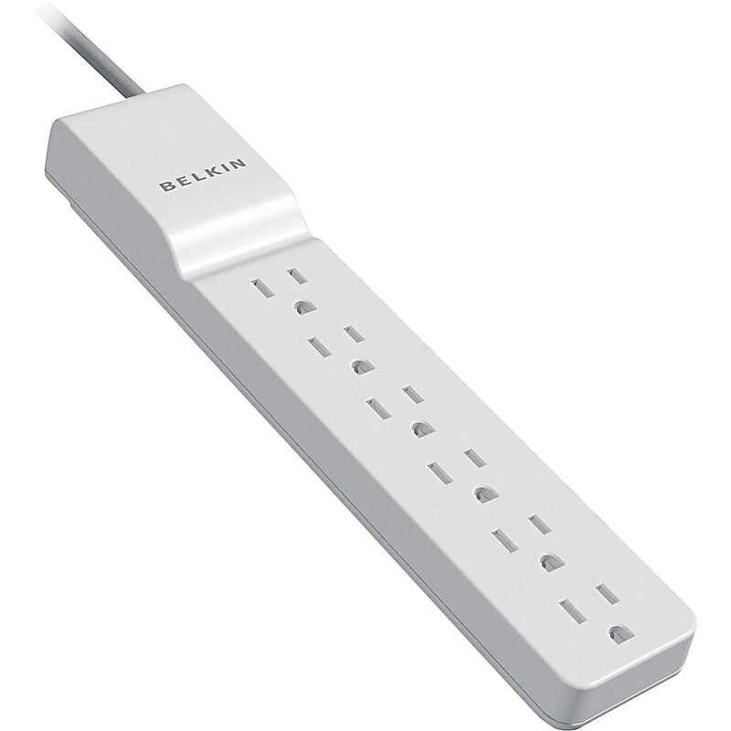 Belkin Home Series 6-Outlet Surge Suppressor, 720 Joules, 4' Cord, White (BLKBE10600004) image 1