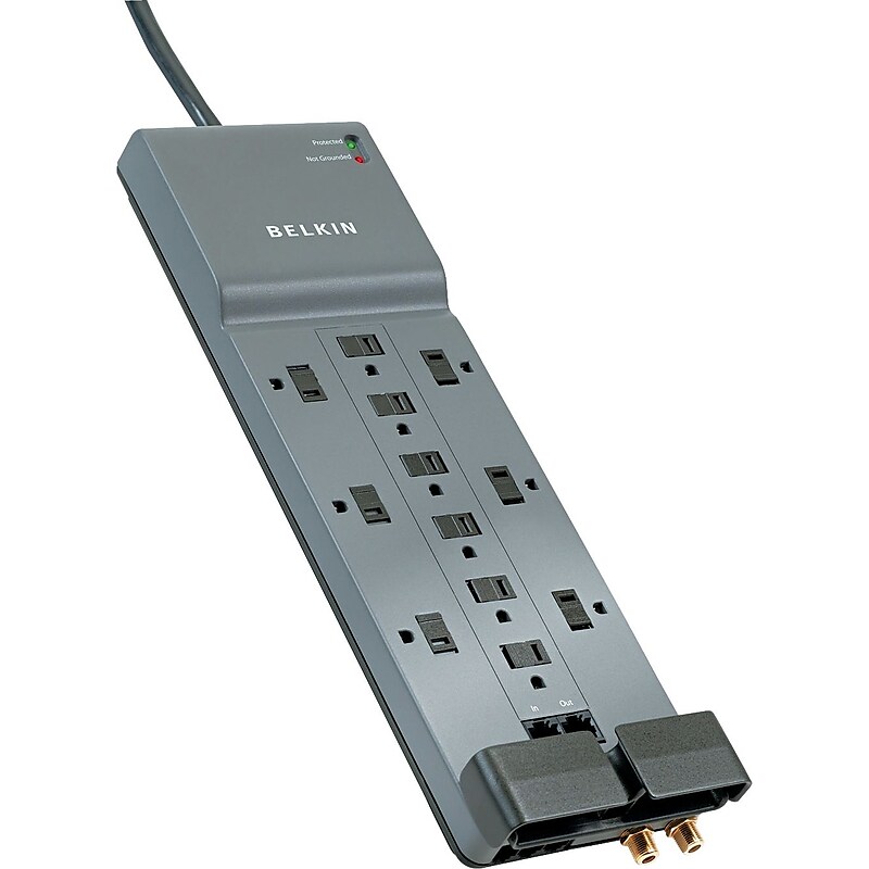 Belkin Professional 12-Outlet Surge Protector, 4120 Joules, 10' Cord, Dark Gray (BE112234-10) image 1