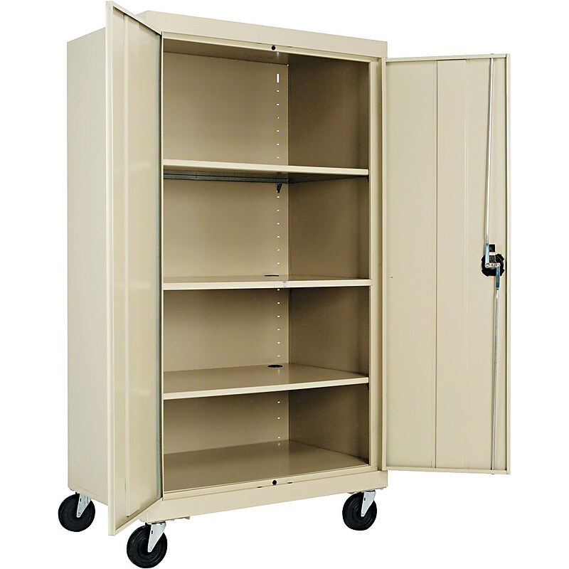 Alera® Mobile Storage Cabinet, Putty, 3-Shelf, 66"H x 36"w x 24"D image 1