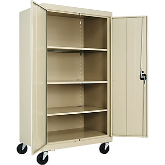 Alera® Mobile Storage Cabinet, Putty, 3-Shelf, 66"H x 36"w x 24"D