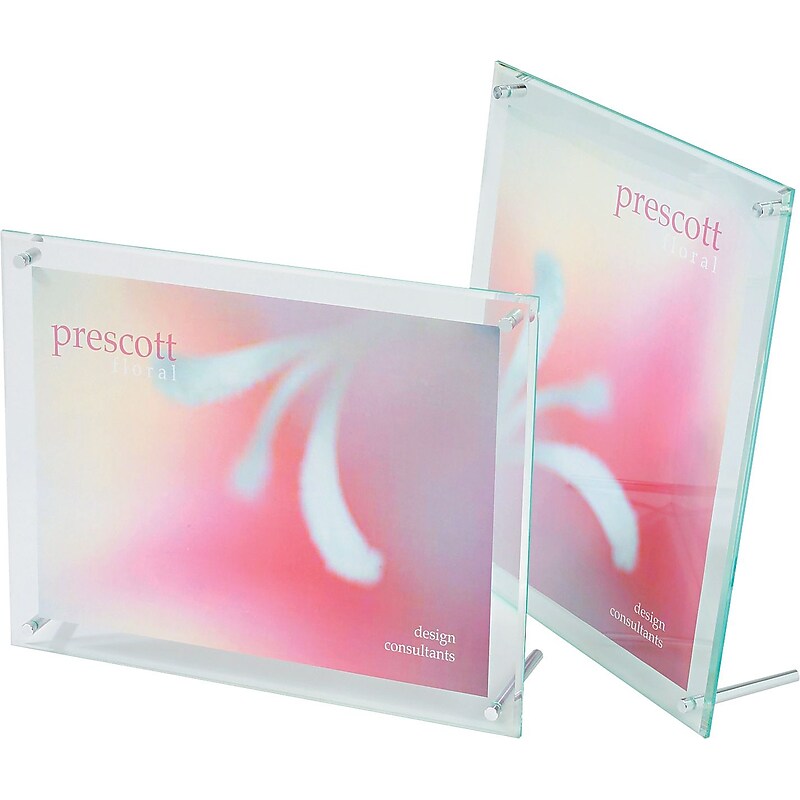 Deflect-O Superior Image Sign Holder, 8.5" x 11", Clear with Green Edges Plastic (799693) image 1