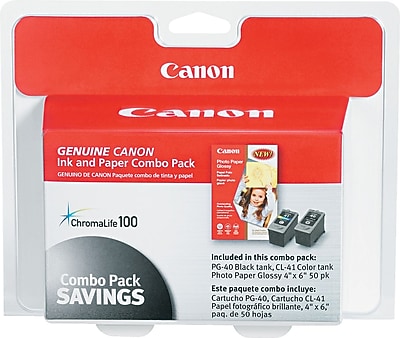 Canon 40/41 Black and Color Standard Yield Ink Cartridge, 2/Pack with Photo Paper Value Pack   (0615B009) Sansujyuku sansujyuku.com