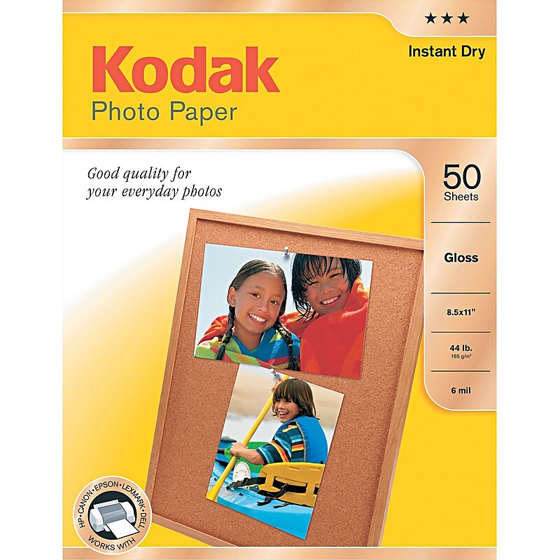Kodak Glossy Photo Paper, 8.5" x 11", 50 Sheets/Pack (KOD1213719) image 1