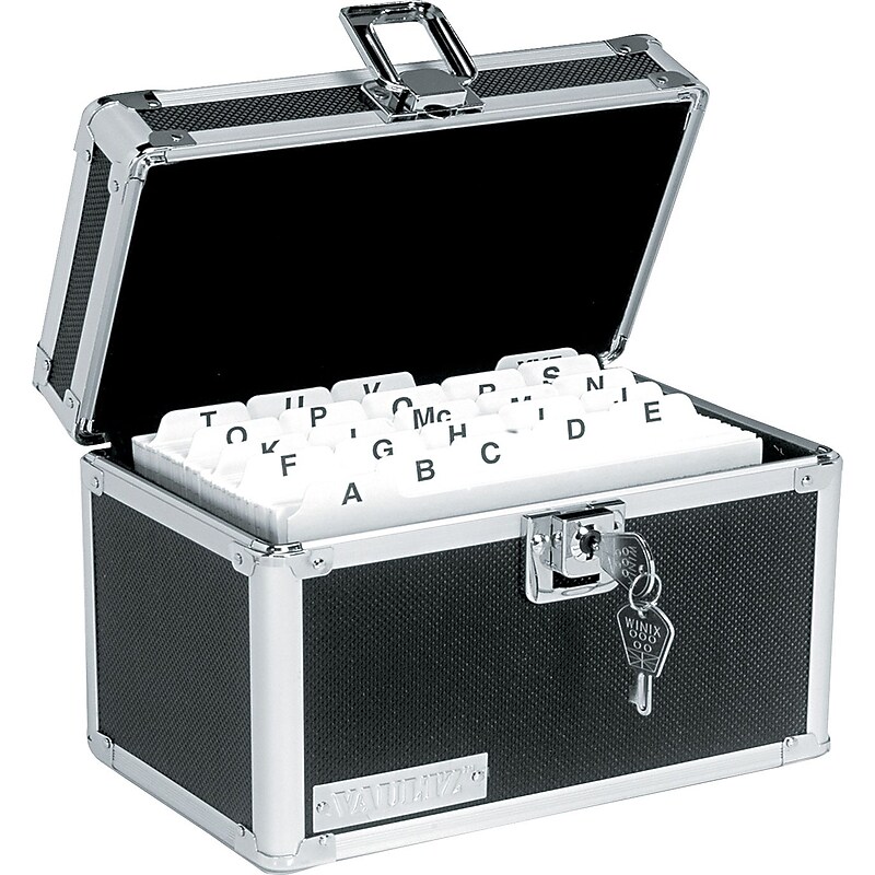 Vaultz Index Card Holder for 5" x 8" Cards, 550 Card Capacity, Black (VZ01280) image 1