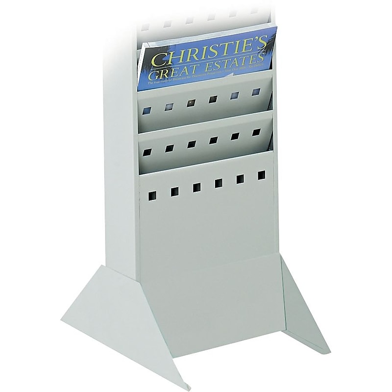 Safco Steel Magazine Rack Base, Gray, 5 1/4"H x 10"W x 14"D image 1