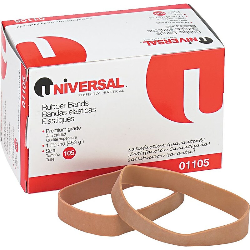 Alliance Rubber Company Sterling Size #105 Rubber Bands, 5" x 0.63", Approx. 70/Pack, 1 lb. Box (ALL25055) image 1