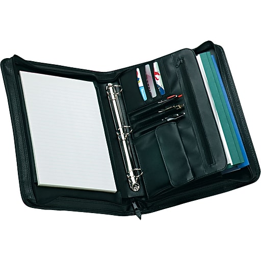 Universal ZipAround Padfolio, Black, 11 1/2"H x 14 1/2"W x 2 3/4"D