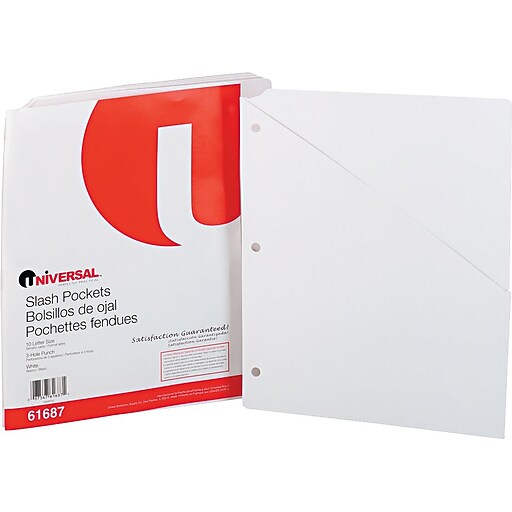 SlashCut Pockets for 3Ring Binders, Disk Pocket, White, 10/Pack at