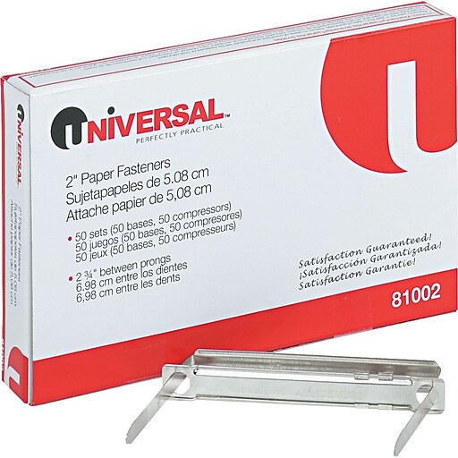 Universal 2Piece Paper Fasteners, 2 3/4" CentertoCenter, 2" Capacity