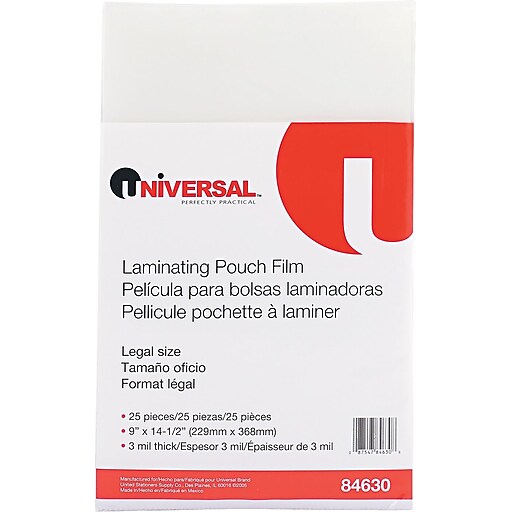 Shop Staples for Universal Clear Laminating Pouches, 3 Mil, 9" x 14 1/2