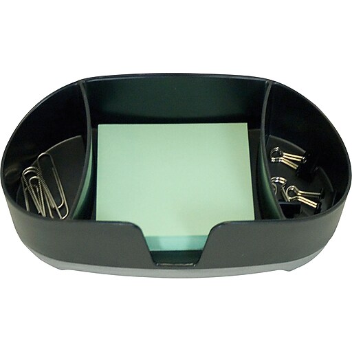 Storex Black Plastic Note and Paper Clip Holder, Recycled Staples