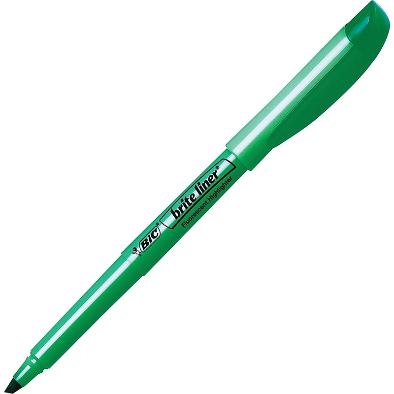 BIC Brite Liner Stick Highlighters, Chisel Tip, Fluorescent Green, 216/Carton (BL11GRNCT) image 1