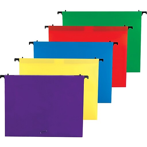 Staples Poly Expanding Hanging File Jackets, Letter, Assorted, 5/Pack