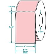 4 x 6-1/2 Perfed Pink Permanent Adhesive Thermal Transfer Roll Zebra Compatible Label/Ribbon Kit