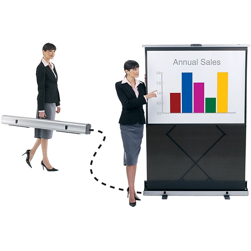 Quartet® Euro™ Instant Cinema Portable Projection Screen, Black Frame, 80” image 1