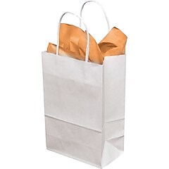 Bulk - White Kraft Paper Shopping Bags | Cub 8x4.75x10 | 100 Pack | Made In The USA By Nashville Wraps - Foto 2