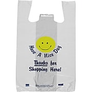 Glopack Inc "Have a Nice Day" Smiley Face Pre-Printed T-shirt Bag, 23" x 11.5", 1000/Carton (17-05)