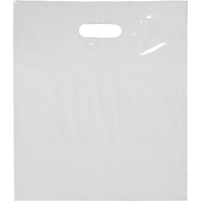 Command Packaging 15”W x 18”L +4” Plastic Gusseted Die-Cut Handle