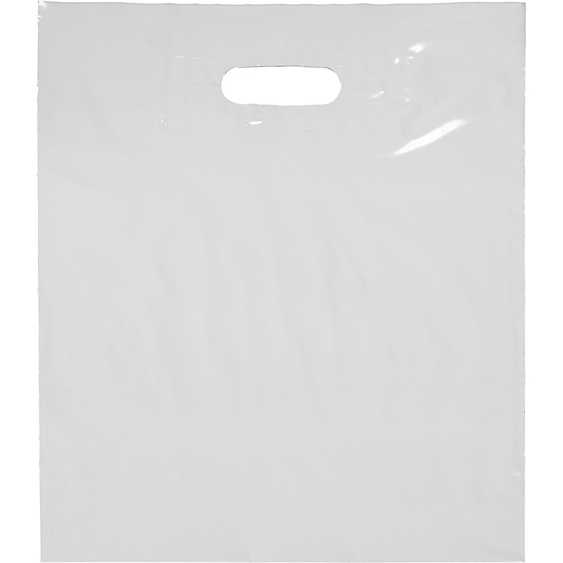 Command Packaging 15”W x 18”L +4” Plastic Gusseted Die-Cut Handle Bag, 500/Carton (248-1518-9) image 1