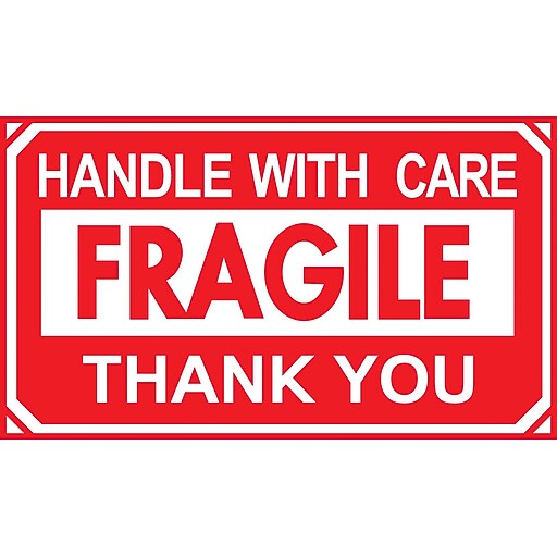 Staples Handle with Care/Thank You Label, 5"L x 3"W (DL1250C) at Staples