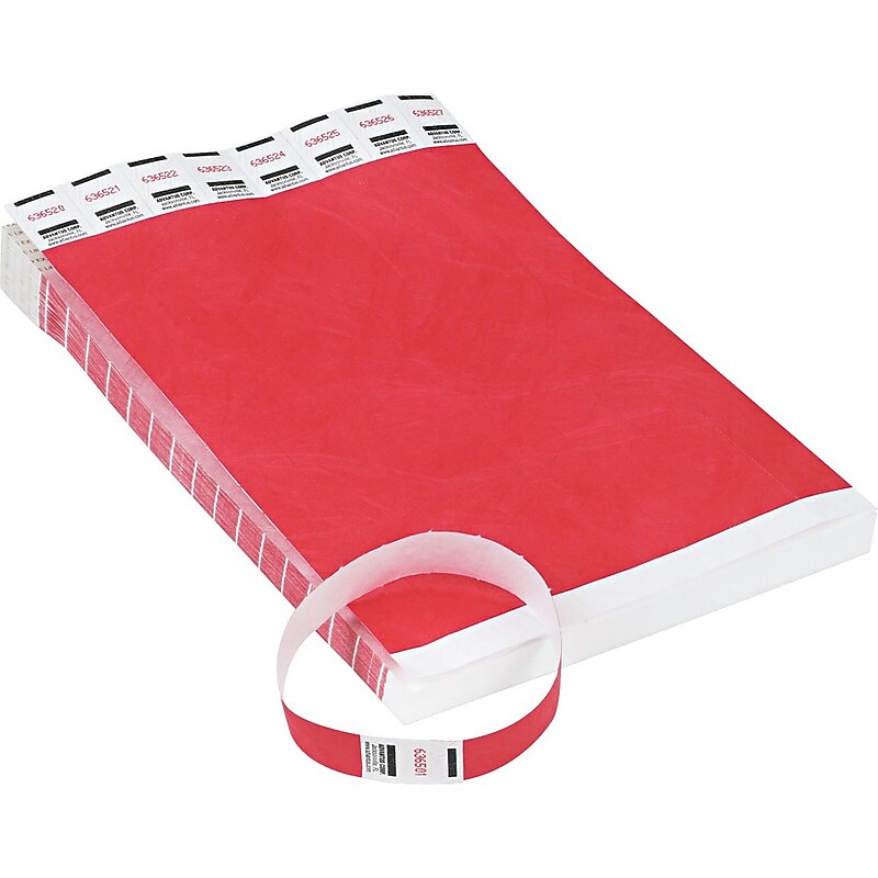 Advantus Sequentially Numbered Crowd Control Wristbands, Red, 500/Pack (AVT75510) image 1