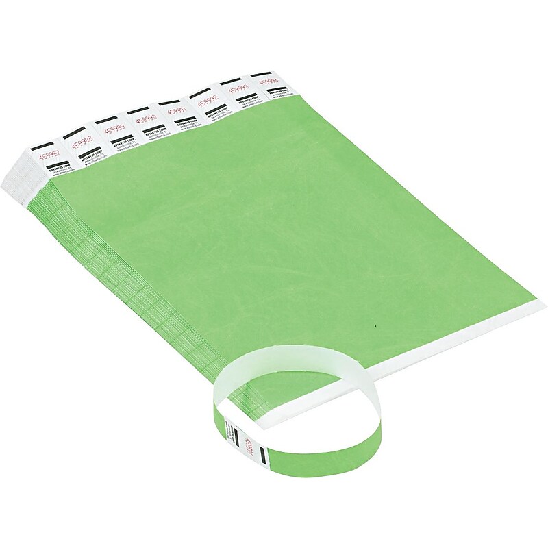 Advantus Sequentially Numbered Crowd Control Wristbands, Green, 500/Pack (AVT75511) image 1