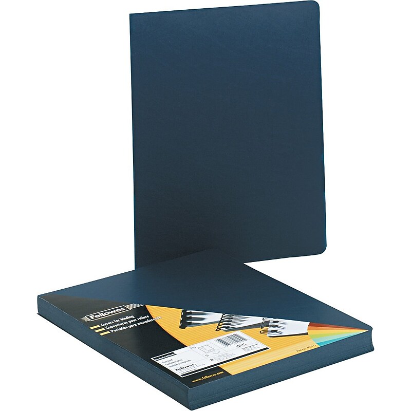 Fellowes® Executive Binding Covers, Leather Texture, Oversized, Rounded Corners, 8 3/4" x 11 1/4", Navy, 50/Pk image 1