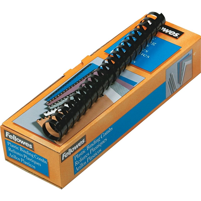 Fellowes 3/8" Plastic Binding Spine Comb, Black (52383) image 1