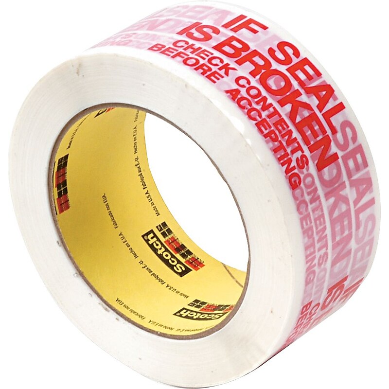 Scotch® Printed Message Box Sealing Tape, "IF SEAL IS BROKEN CHECK CONTENTS BEFORE ACCEPTING", 1.88" x 109 yds., White (3771) image 1