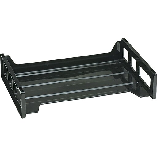 OIC Plastic Stacking Tray, SideLoading, Letter, Black Staples
