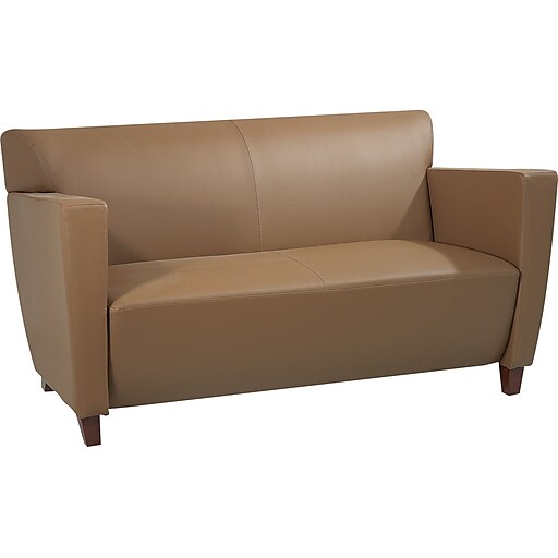 Shop Staples for Office Starâ¢ Taupe Leather Loveseat
