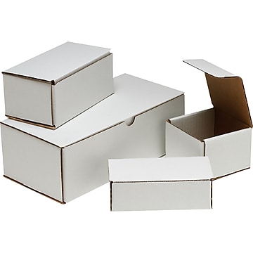 50 6 x 3 x 3 White Corrugated Mailers Die Cut Tuck Flap Boxes Free Shipping