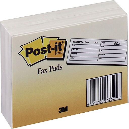 Postit® 1.5" x 4" Fax Pads, White, 12/Pack (767112PK) at Staples