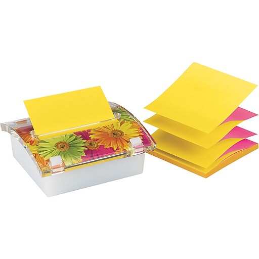 Postit® Designer PopUp Notes Dispenser for 3" x 3" Notes, Floral