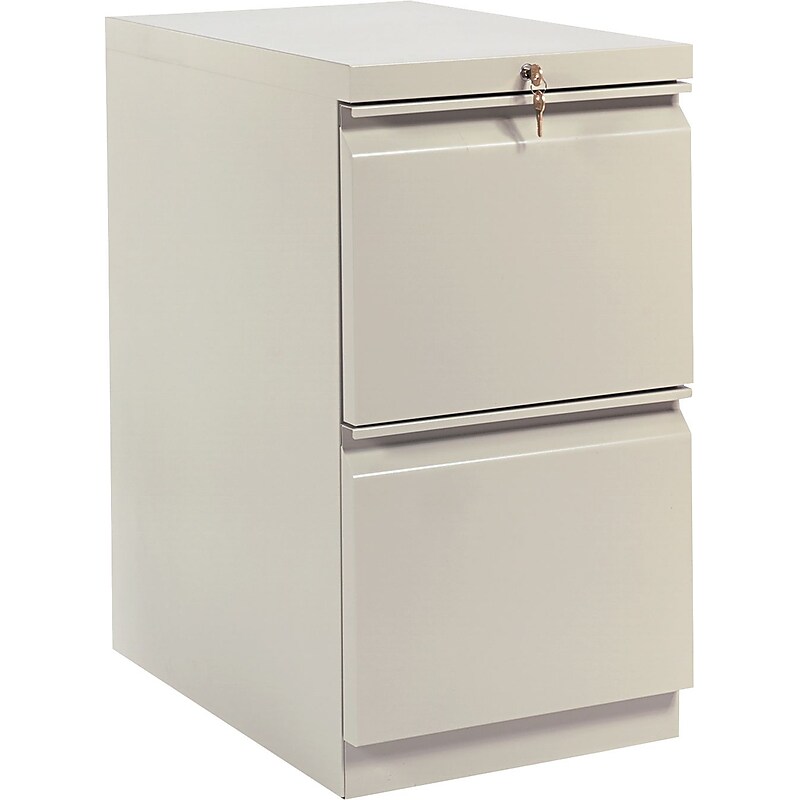 HON Brigade 2-Drawer Mobile Vertical File Cabinet, Letter Size, Lockable, 28"H x 15"W x 23"D, Putty (HON33823RL) image 1